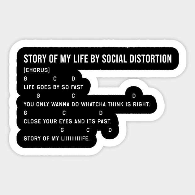 Story Of My Life Chords Lyrics - Punk Rock - Sticker | TeePublic
